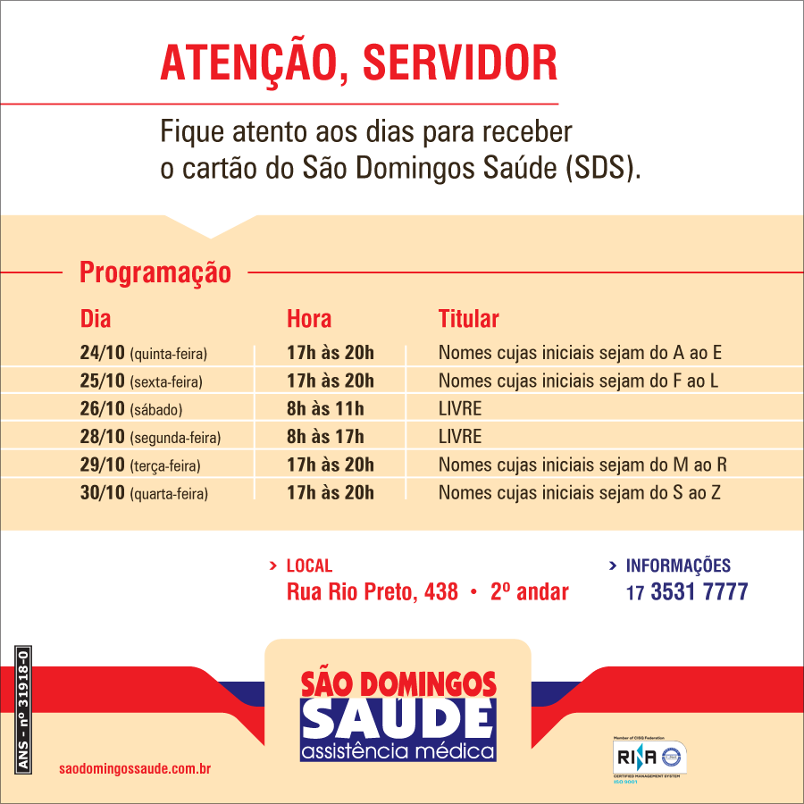 COMUNICADO - Cartão São Domingos Saúde